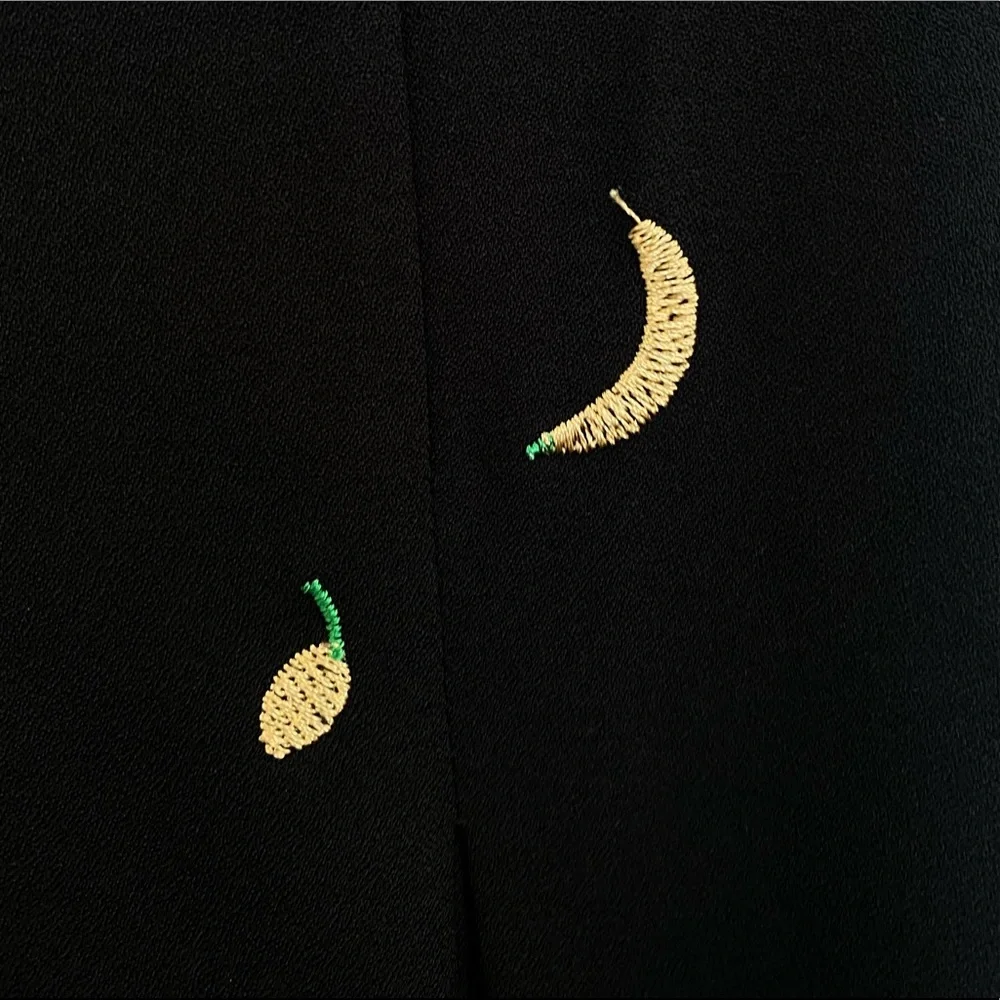 Abow Black Dress with Fruit Embroidery 🍉 🍎 🍌 Size 10 - Picture 8 of 16